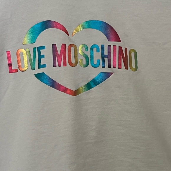 Love Moschino Boxy Fit Sweatshirt with Rainbow Heart Print Cotton 12 - Picture 3 of 7